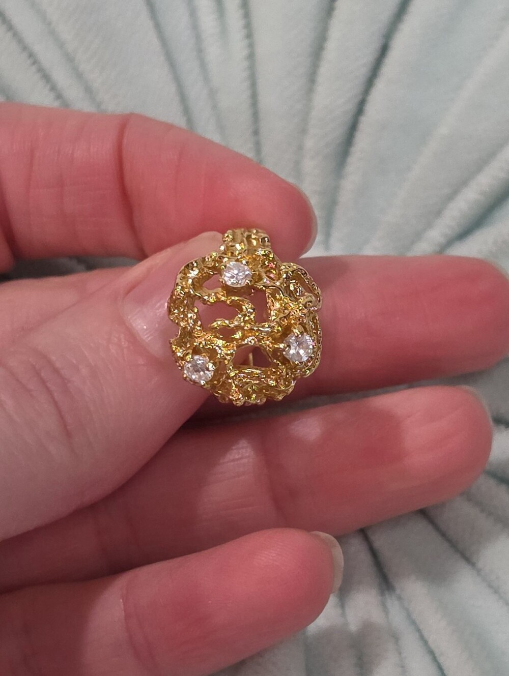 vintage Brutalist-style Gold-tone Nugget Ring